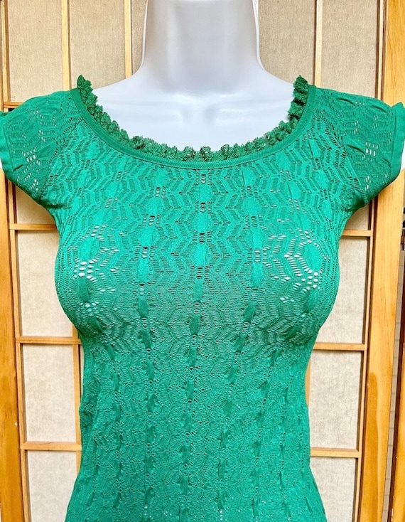 Beautiful Green Lace Pullover Stretchy Spandex Top