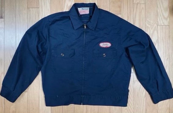 Vintage 1950s Mechanics Jacket Dark Blue Large Back Patch Front Pocket Name Patch Size Large Size L Etsy UK