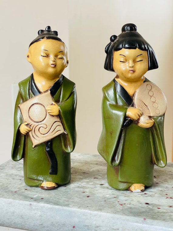 中国 陶器置物 2体セット 中国古美術 陶器製 子供の置物 2体