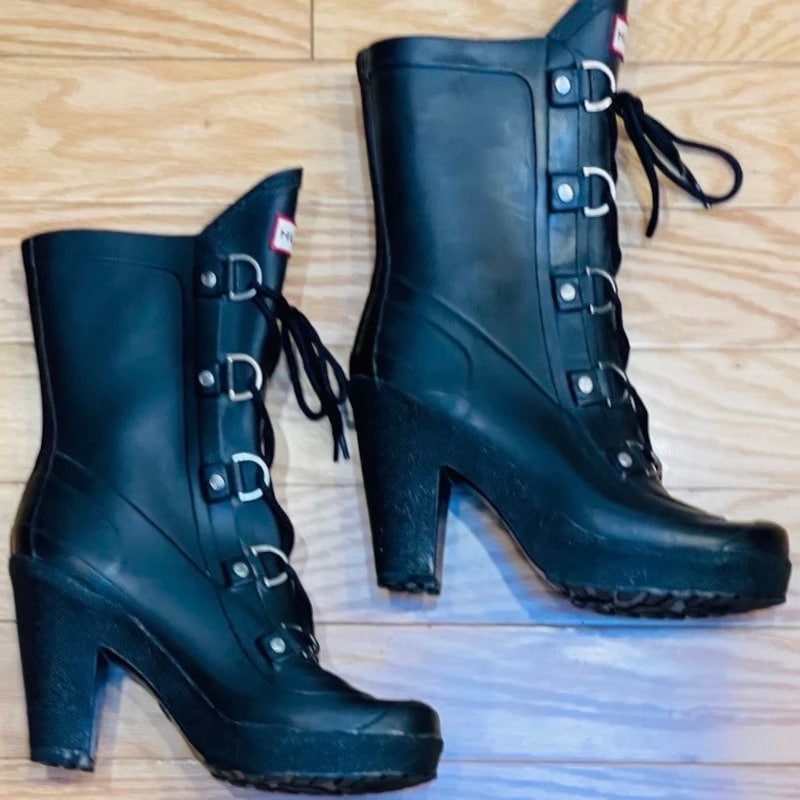 high heel rubber boots
