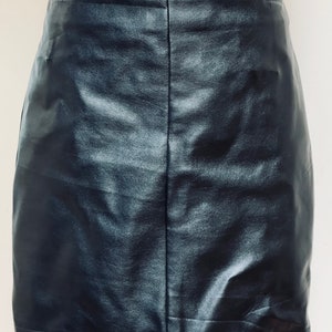 90s Black Pleather Mini Pencil Skirt Retro Glam Bodycon Wiggle Skirt Party Goth Punk High Waisted Clubwear Unique Zipper Fetish