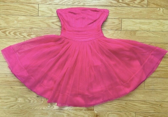 Hot Pink Sleeveless Bandeau Mini Dress Floaty Chi… - image 6