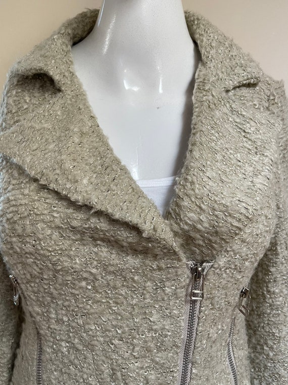 Wool Blend Nubby Tweed In Moto Jacket Oatmeal Col… - image 2
