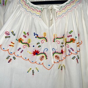 1930s 1940s Hungarian Embroidered Peasant Blouse Semi Sheer Peasant Folk Blouse Boho Farm Maiden Penny Lane Rustic Style Size Large image 2