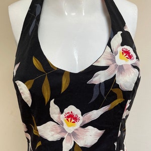 Wunderschöner Vintage Barkstoff Stil Paradiesvogel Kleid Hawaii Tropisch Strand Pin Up Rockabilly Tiki Kultur Größe 3 Größe Small