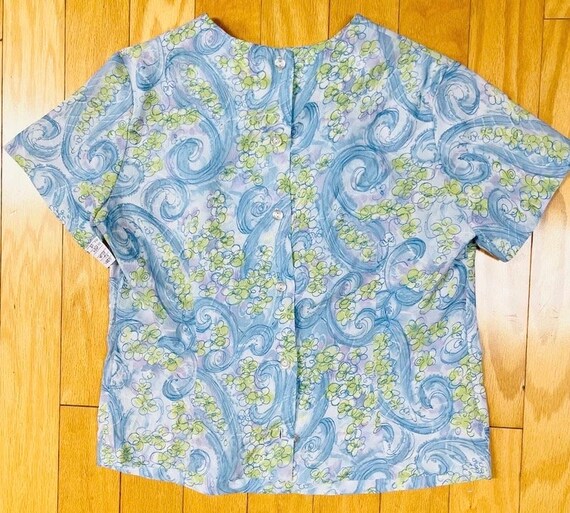 1950s Floral Paisley Blue Green Lavender Ladies B… - image 7