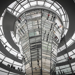 Berlin Reichstag Glass Dome Photo , Black & White, Architecture Print, Berlin Art Print, European Architecture, 7x10 Print (10x13 Mat)