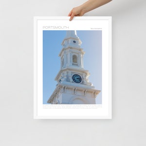 Portsmouth North Church Travel Poster, High Quality Print, New England Coastal City, New Hampshire, Multiple Sizes Available