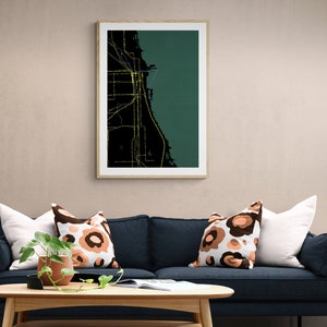 Chicago Abstrakte Karte Minimalistische Karte Modern Amazing Map Art Printable Wall Art Chicago Street Map Home Decor Digitaldruck Moderne Kunst
