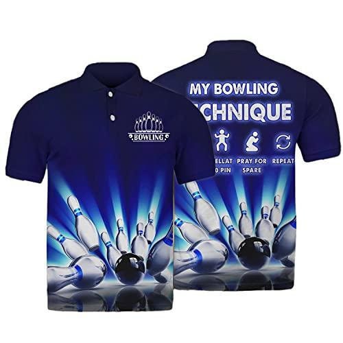 Bowling Lovers Polo Shirt for Men Bowling Club Lightweight Men Polo Shirt