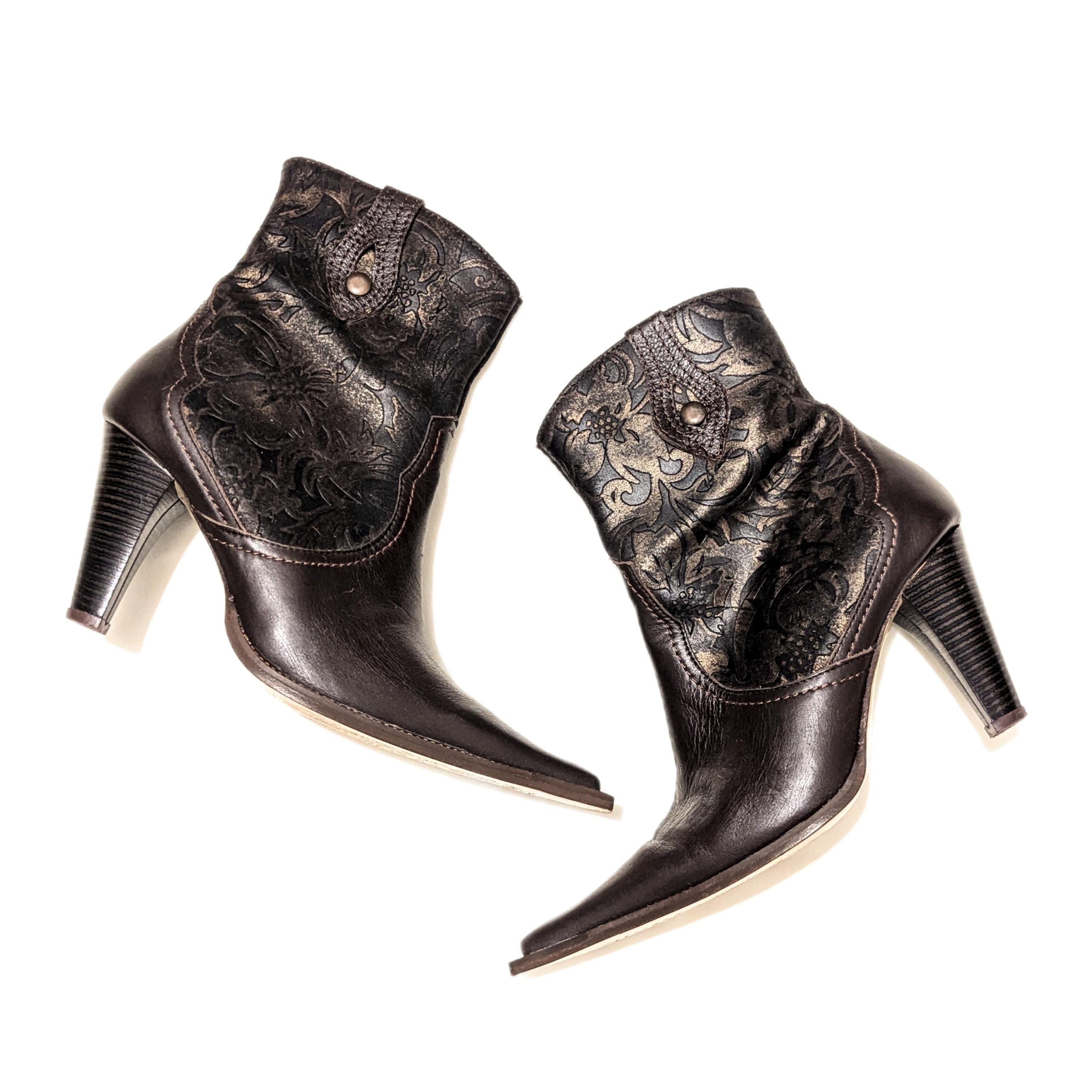 python leather studs pointy boots Y2K - メルカリ