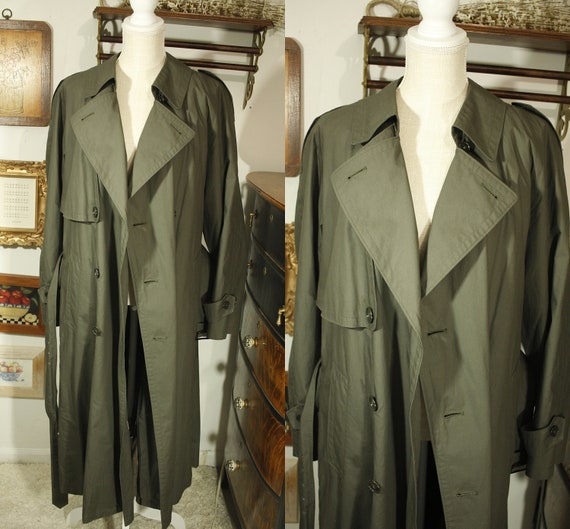 Vintage Green Trench Coat Army Green Trench Coat … - image 2