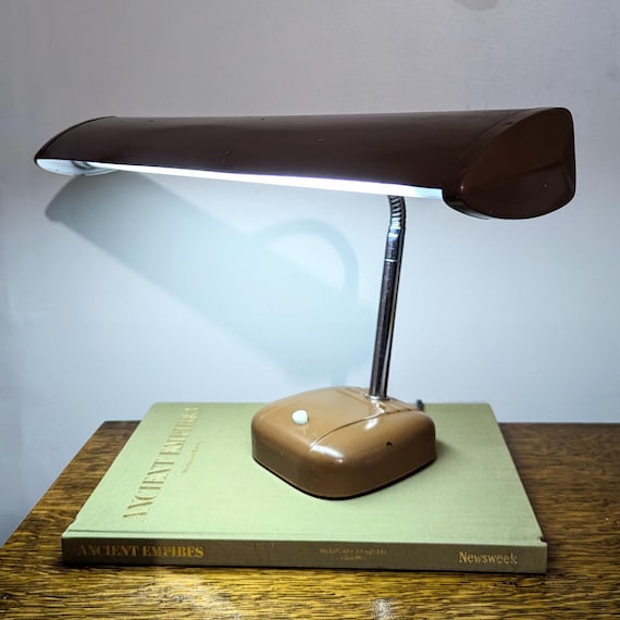 Vintage Army Brown Desk Lamp Vintage Tan Metal Desk Lamp