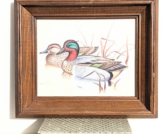 Vintage Gregory F. Messier Framed Duck Print Vintage Duck Art Print Vintage Cabin Decor Vintage Wildlife Art Print
