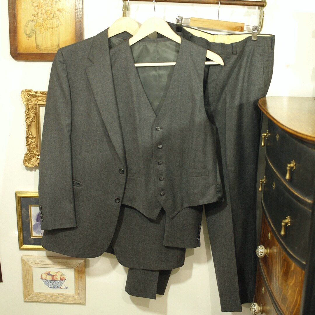 Vintage Gray 3 Piece Suit Vintage Cricketeer Gray Wool Suit Vintage 3