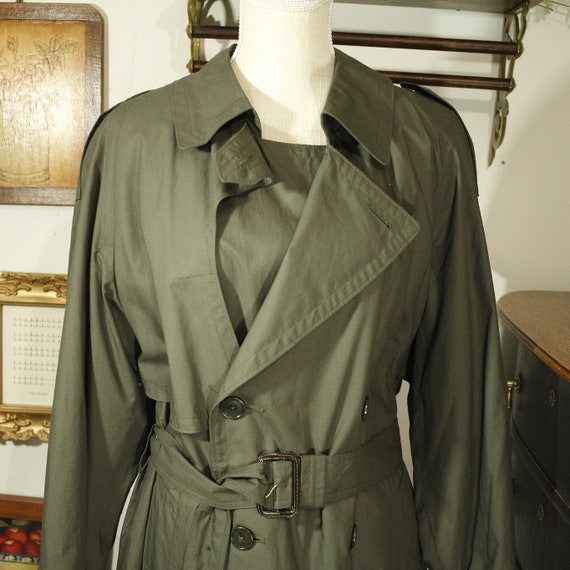 Vintage Green Trench Coat Army Green Trench Coat … - image 4