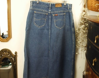 Vintage 90s Lee Midi Blue Denim Jean Skirt