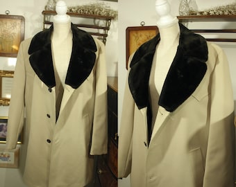 Vintage 70s Faux Fur Rain Coat Vintage 70s Overcoat Vintage Mens Overcoat Vintage Tan 70s Long Coat