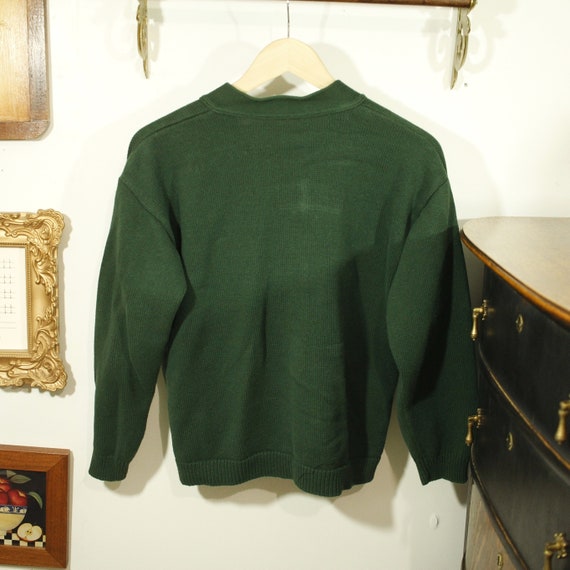 Vintage Green Cardigan with Military Emblem Emera… - image 5