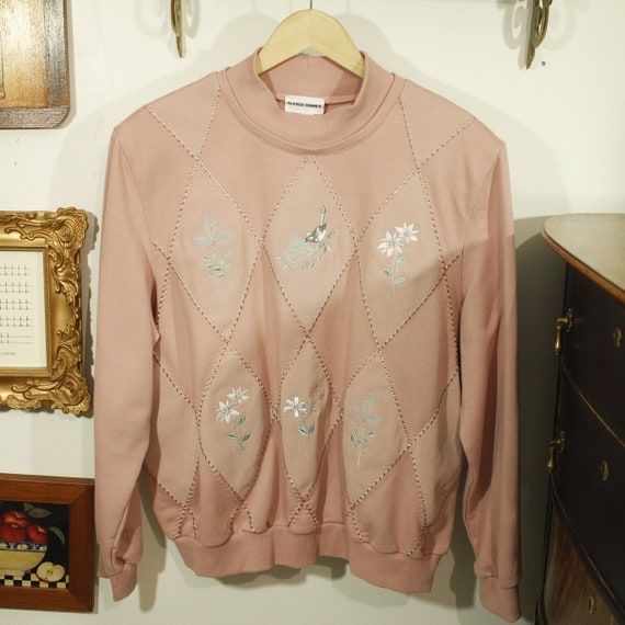 Vintage Pink Grandma Sweatshirt Embroidered Sweat… - image 1