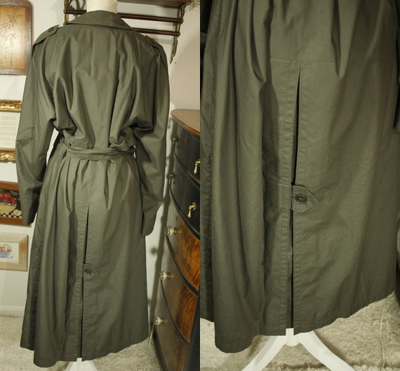 Vintage Green Trench Coat Army Green Trench Coat … - image 3