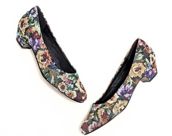 Vintage Tapestry Flats Floral Tapestry Flats Easy Street Flats Floral Fabric Flats Floral Ballet Flats Ballet Tapestry Flats