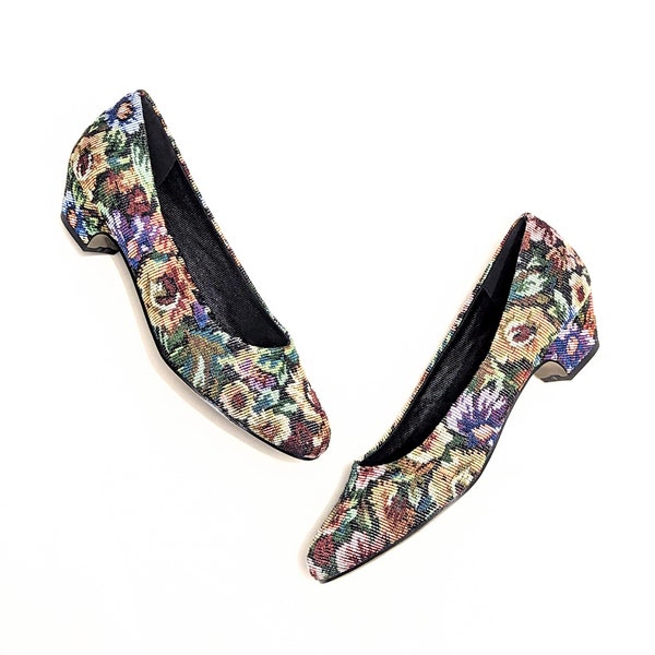 Vintage Tapestry Flats Floral Tapestry Flats Easy Street Flats Floral Fabric Flats Floral Ballet Flats Ballet Tapestry Flats