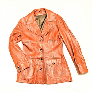 Vintage 90's Orange Leather Jacket, S M - Etsy