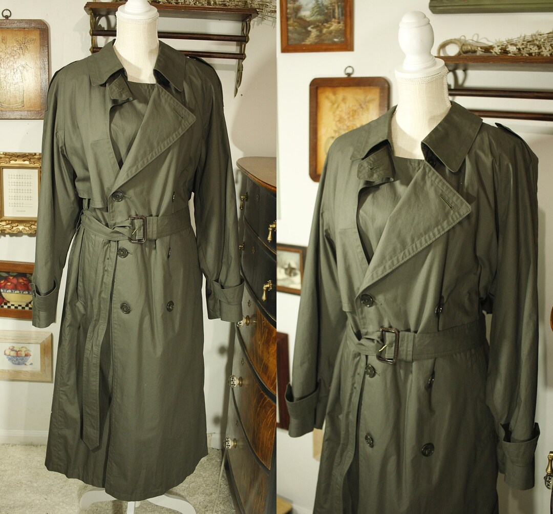 Vintage Green Trench Coat Army Green Trench Coat Hart Schaffner & Marx