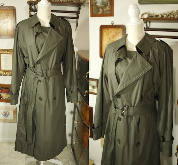Vintage Green Trench Coat Army Green Trench Coat … - image 1
