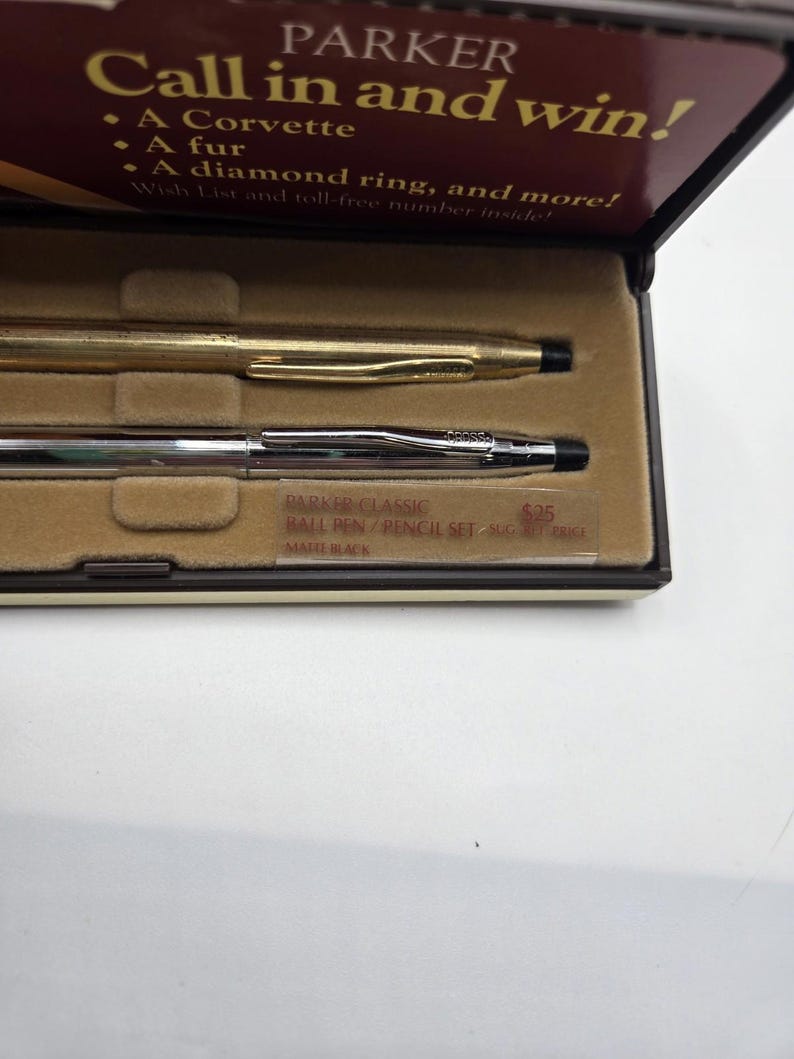 Vintage Parker Classic Gold and Silver Ball Pen Set Original Box ...