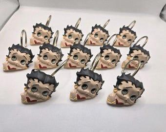 Vintage Betty Boop 12 Resin Decorative Shower Hooks 1997