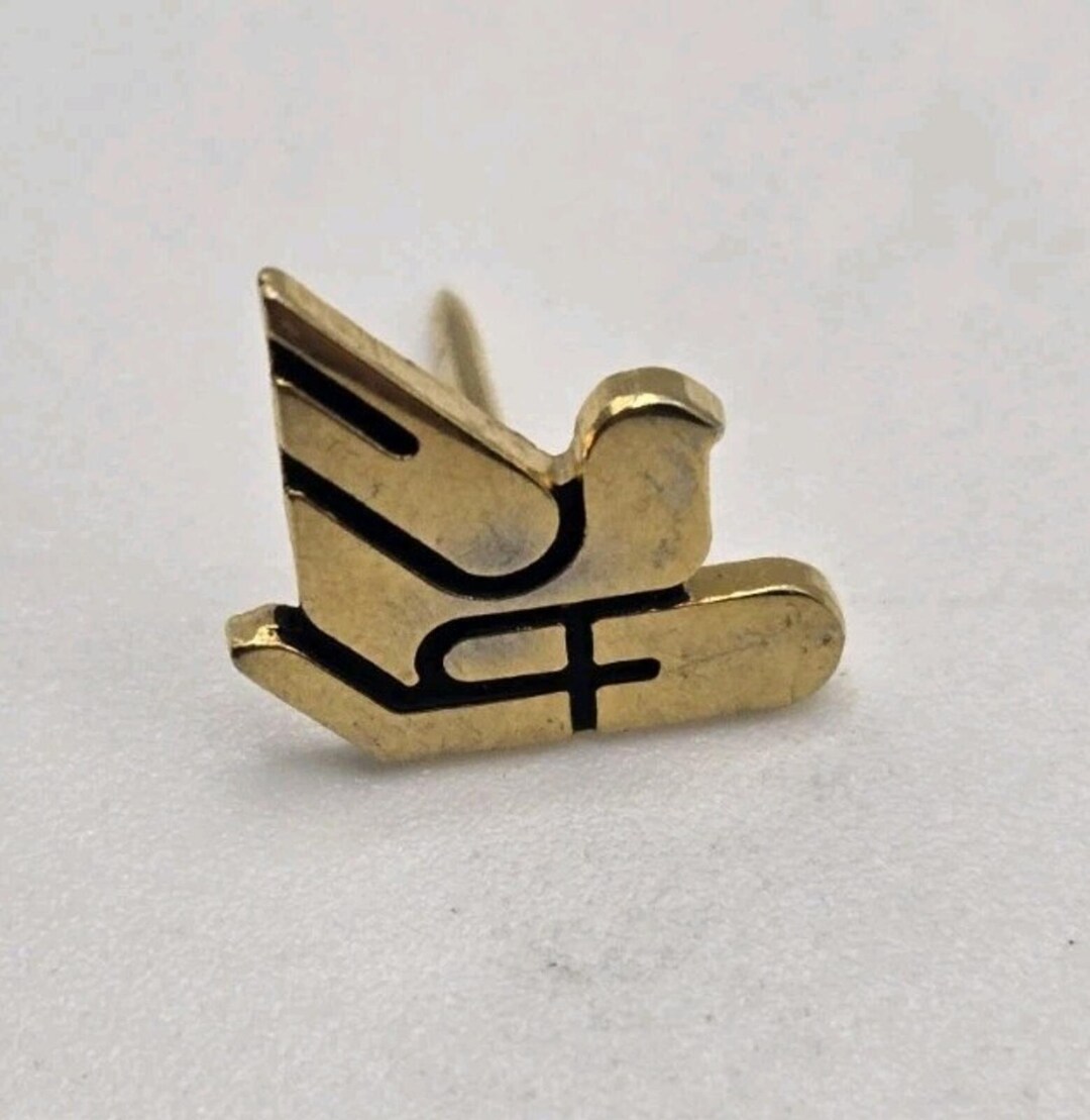 Hand Dove Bird Pin Gold Tone Black Outline Lapel Collectible - Etsy