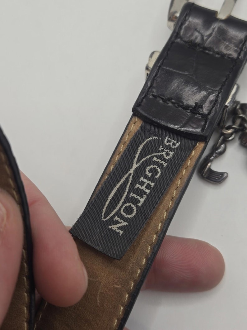 BRIGHTON Golf Charms Croc Leather Black Belt Ladies SZ 30 1" Wide C3003 image 7