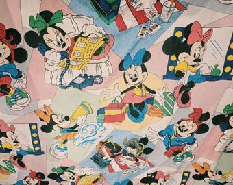 Vintage 80er Jahre Minnie Maus Einzelbettlaken Disney Pacific Bettwäsche Retro Stoff Nähen
