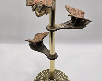 Vintage Allied Brass Butterfly Clip Note Holder Stand Antique Cottagecore Mcm