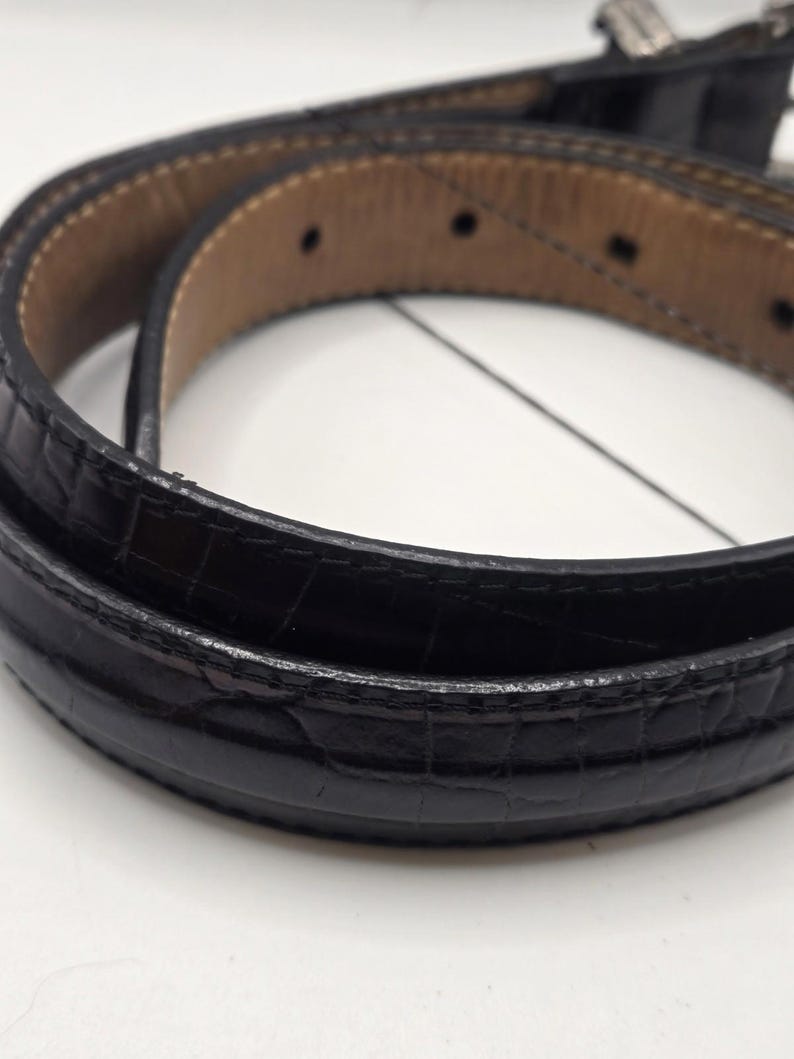 BRIGHTON Golf Charms Croc Leather Black Belt Ladies SZ 30 1" Wide C3003 image 5
