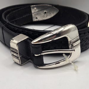 BRIGHTON Golf Charms Croc Leather Black Belt Ladies SZ 30 1" Wide C3003 image 2