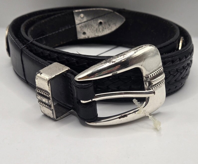 BRIGHTON Golf Charms Croc Leather Black Belt Ladies SZ 30 1" Wide C3003 image 2
