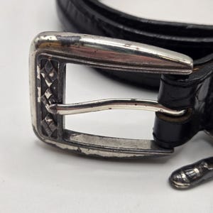 BRIGHTON Golf Charms Croc Leather Black Belt Ladies SZ 30 1" Wide C3003 image 3