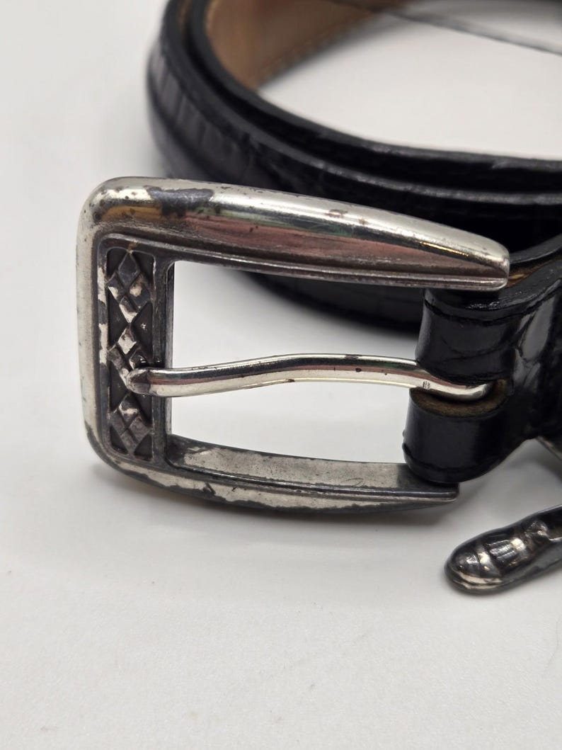 BRIGHTON Golf Charms Croc Leather Black Belt Ladies SZ 30 1" Wide C3003 image 3