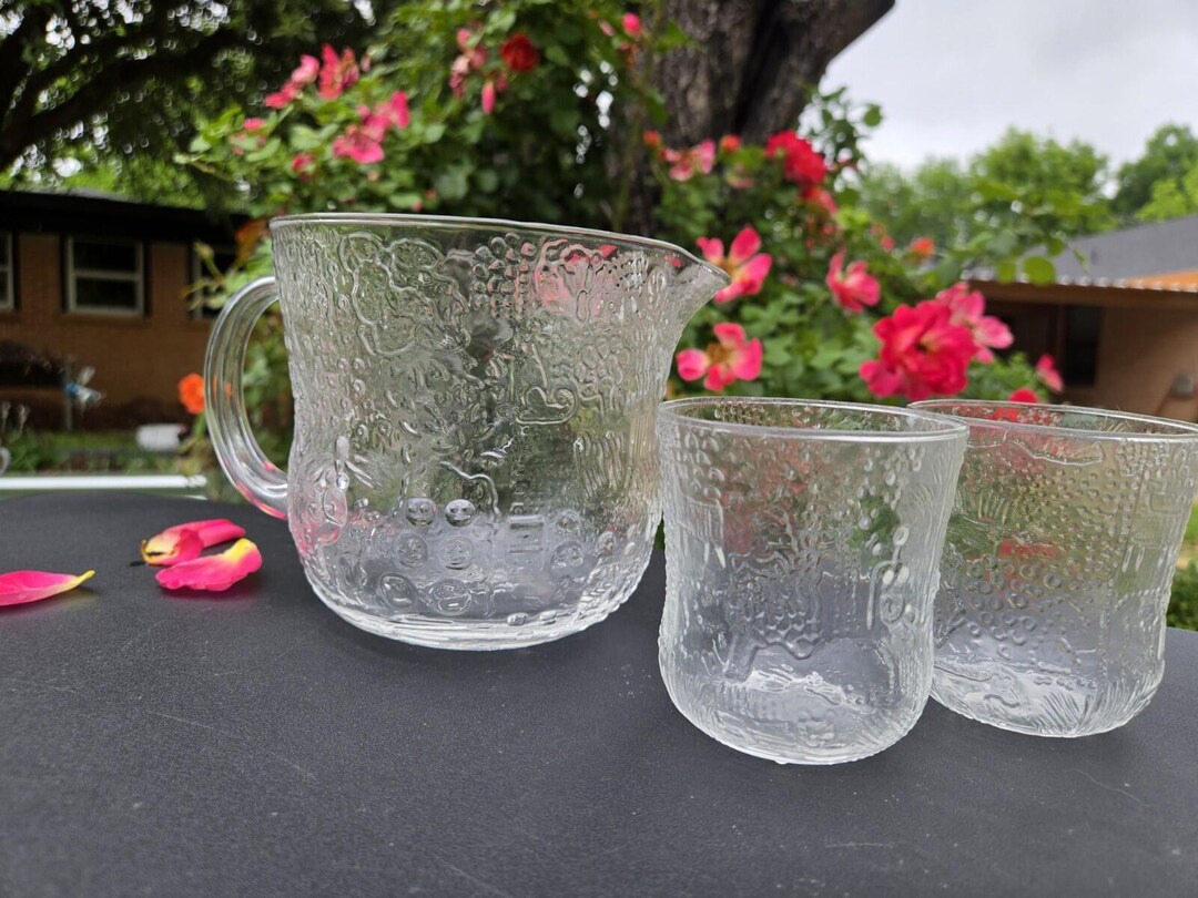 Oiva Toikka Fauna Clear Serving Pitcher Nuutajärvi Finland With 2