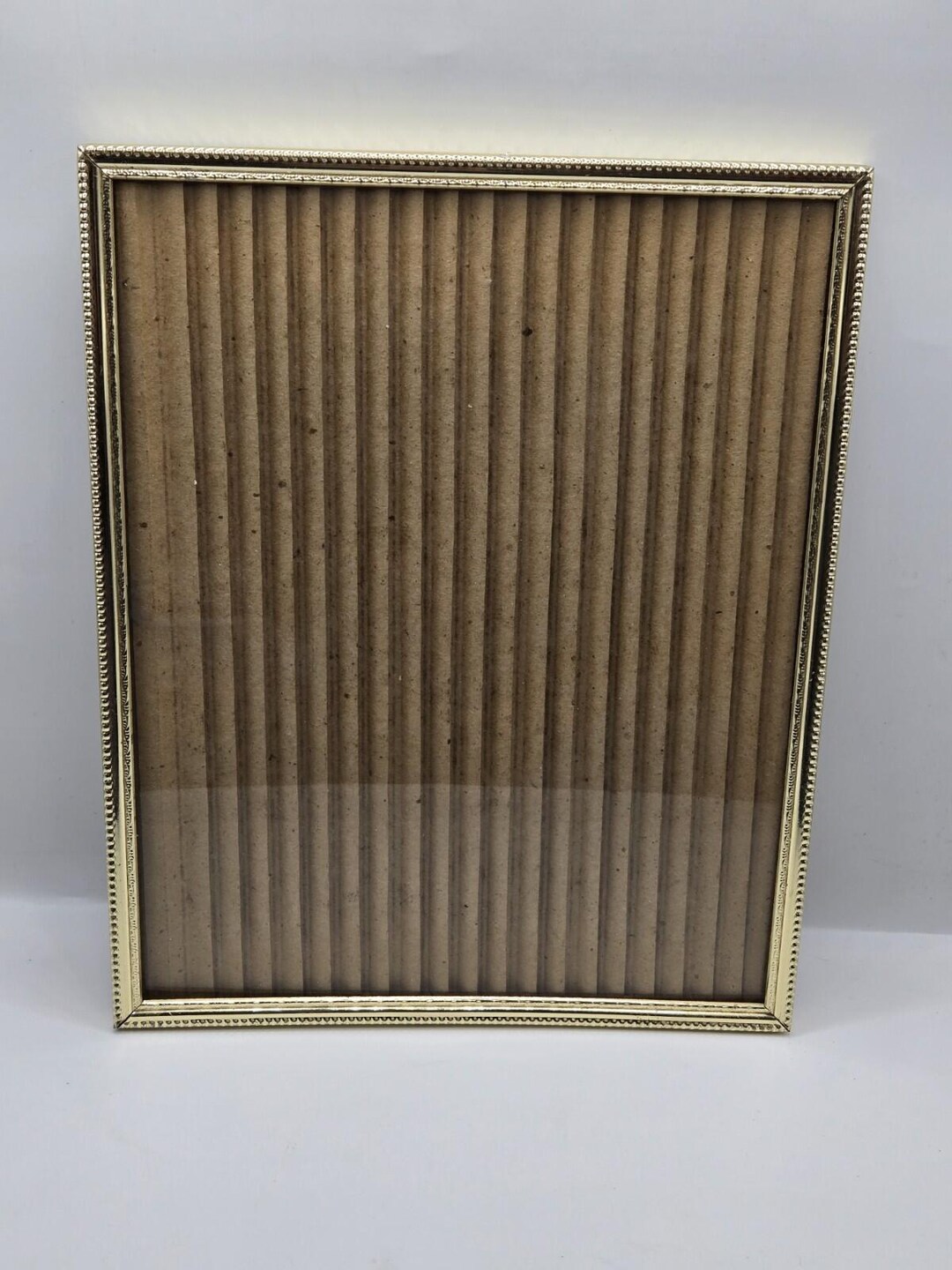 VTG 8x10 Gold Metal Picture Frame Ornate Beaded Edge MCM Hollywood ...