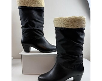 Botas de invierno vintage de los años 70, fabricadas en EE. UU., impermeables, con forro polar, de goma y nailon negro, talla 7.