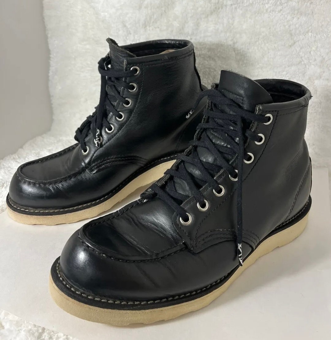 Red Wing-70s Vintage, 8179, Black, Leather, USA, Moc Toe, Irish Setter, Boots. Size-8d - Etsy Red Wing-70s Vintage, 8179, Black, Leather, USA, Moc Toe, Irish Setter, Boots. Size-8d - Etsy
