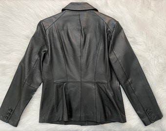 ラムファー ブラックジャケット Y2K ビンテージ Y2K Soft Leather Jacket Free Shipping - The Vintage Twin