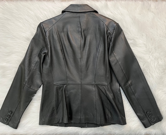 East 5th-y2k Vintage, Black, Leather, Button Up, Jacquard East 5th-y2k Vintage, Black, Leather, Button Up, Jacquard