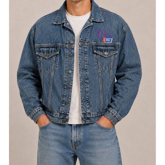 Vintage 90s Port Authority Mens American Cancer Society Denim Trucker Jacket M