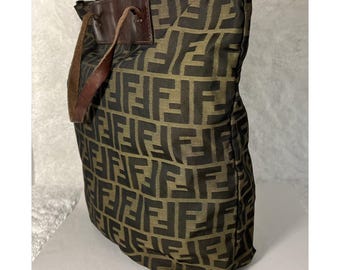 Fendi-authentic, 90's Vintage, Zucca, FF Logo, Canvas, Foldable