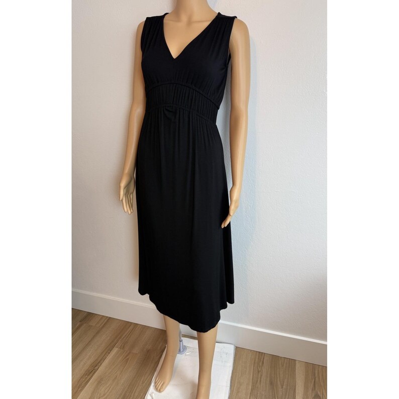 Joie Black Soft Luxe Drapey Pleated Empire Waist Midi Dress Size XS Minimalist image 4